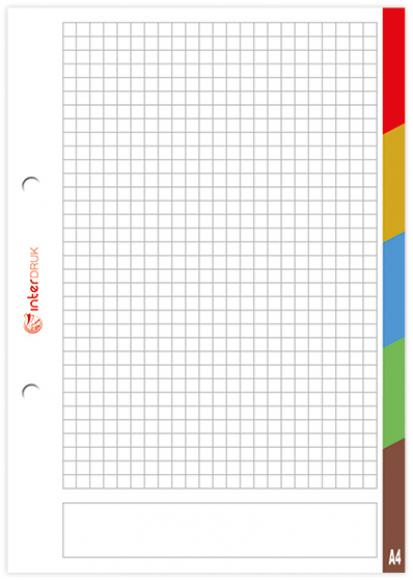 Wkład do segregatora w kratkę, A5, 50 kartek, LUX z kolorowym registrem
