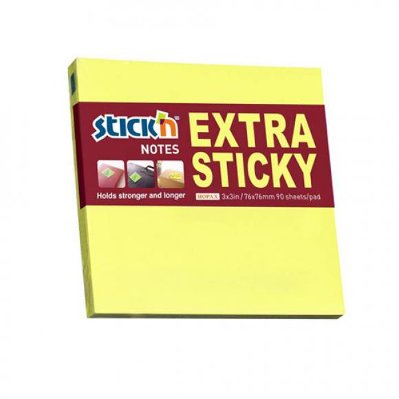 Notes samoprzylepny EXTRA 76x76 mm żółty neon 90k