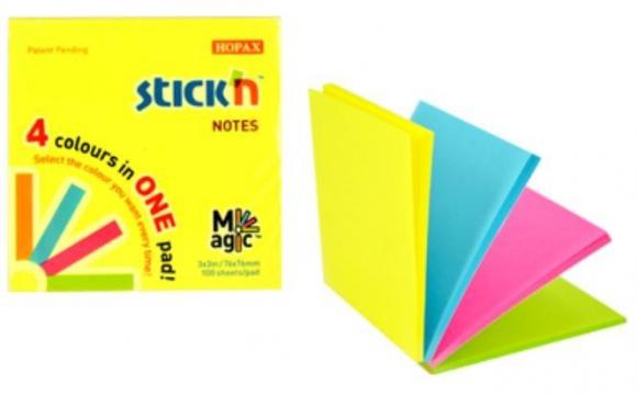 Notes samop. Magic Pad 76x76mm neon mix