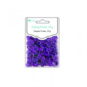 Cekiny okrągłe 9 MM, 10 g  fioletowe metaliczne